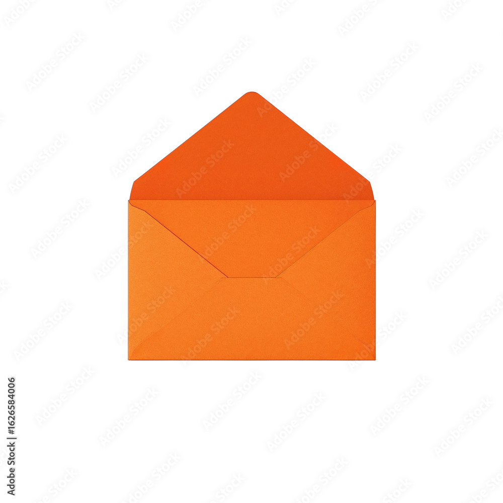 Poster vibrant tangerine correspondence awaiting a message delivery floating on a transparent space
