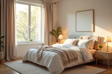 Serene bedroom, softly lit, ready for a new arrival Neutral tones, cozy textiles, and natural light create a peaceful space for rest and relaxation during pregnancy and beyond , pregnancy, nursery