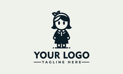 Simple, stylized logo featuring a cute girl character, ready for branding.