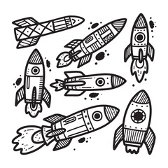 Seven Creative Rocket Concepts in Doodle Form