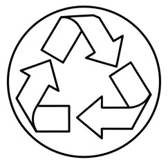 Recycling symbol in a circle arrows environmental