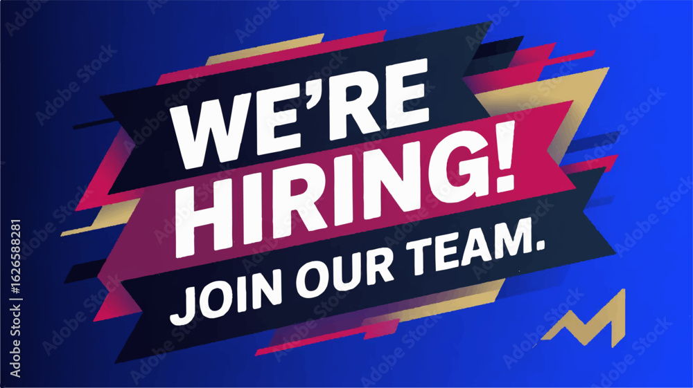 Poster vector art of we are hiring join our team text with abstract shapes