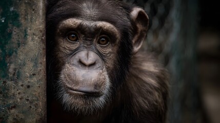 Fototapeta premium Thoughtful primate gazing intently in its natural habitat