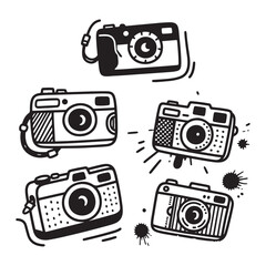 Elegant Vintage Cameras in Artistic Sketch