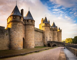 Fototapeta premium medieval castle in the old town of carcassonne scotland uk