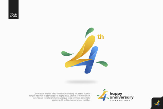 Number 4 logo icon design, 4th birthday logo number, anniversary 4