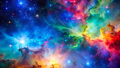 Colorful nebulae and stars in deep space