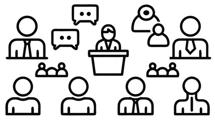 A collection of forty distinct black outline stroke icons offering a realistic and versatile design element for various applications