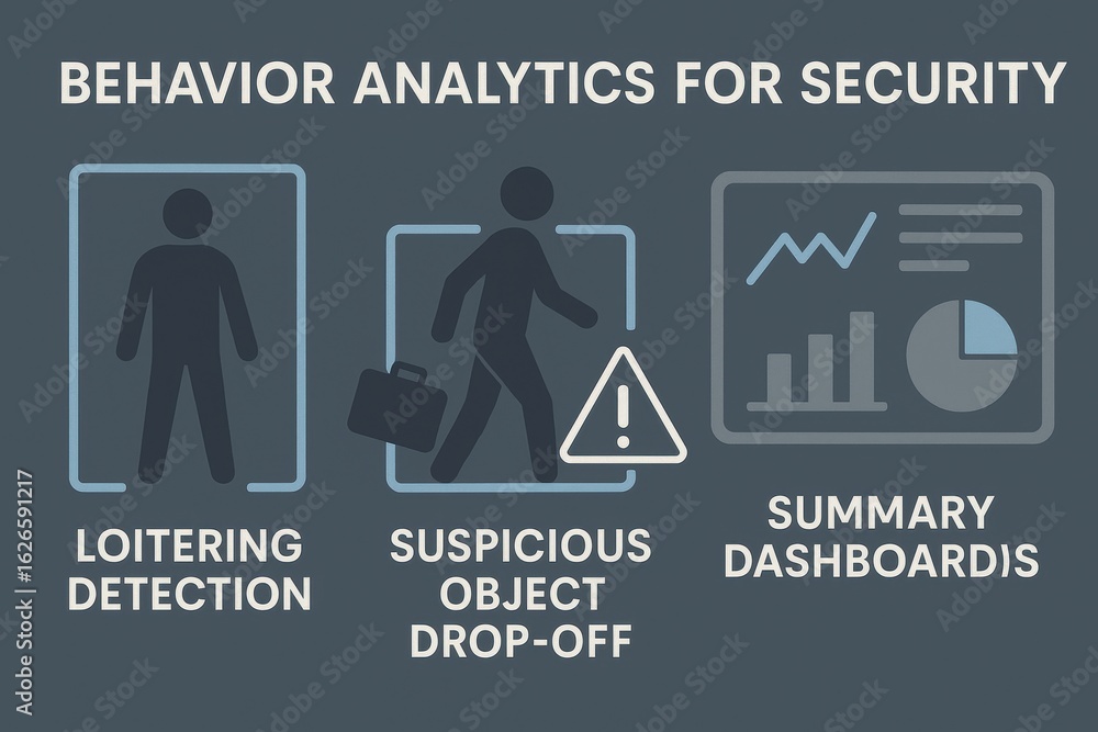 Aufkleber behavior analytics for security solutions in surveillance and monitoring systems