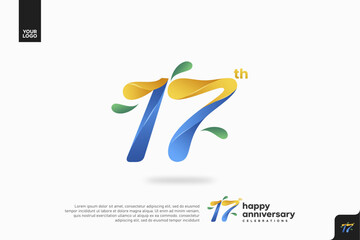 Number 17 logo icon design, 17th birthday logo number, anniversary 17