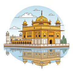 Flat illustration of Golden Temple Amritsar generative ai
