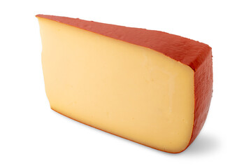 Fontal fontina cheese: a single slice isolated