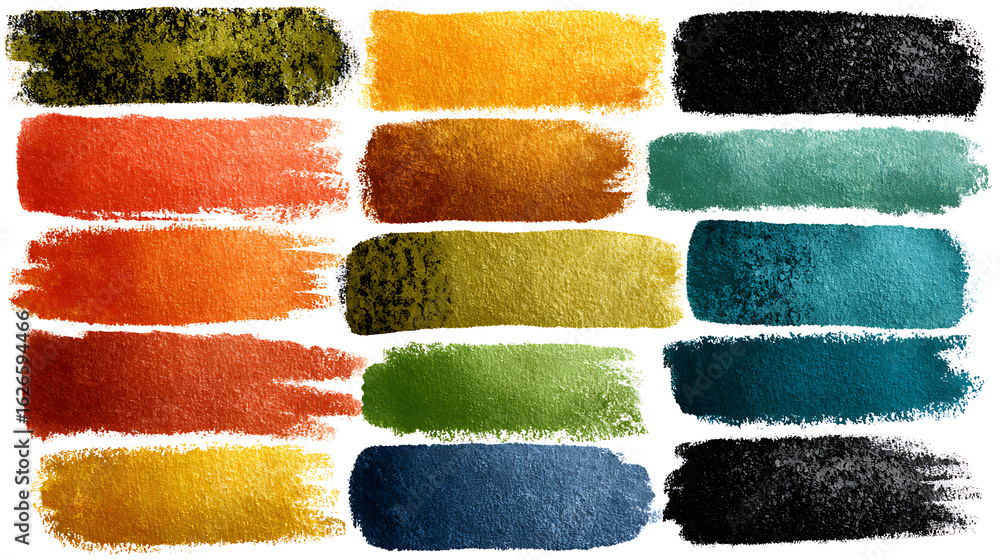 Poster brush strokes vector. painted sponge rectangles and rounds collection. grunge text boxes or textured