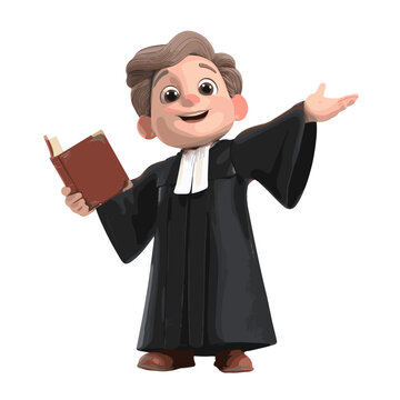 A cartoon depiction of a preacher joyfully delivering a sermon from the scriptures.