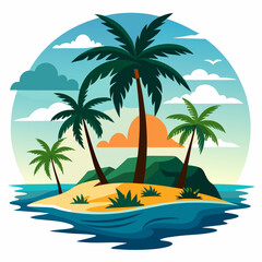 tropical island with palm trees