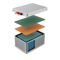 Obraz premium Isolate Transparent Thermal Management Battery Detailed Cross-Section of Battery Technology Layers