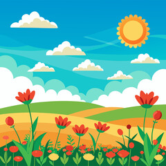 Obraz premium summer landscape with flowers