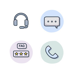 Collection of customer service icons showing various support methods.