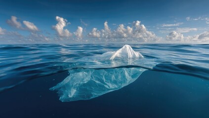 Plastic bag adrift in the ocean