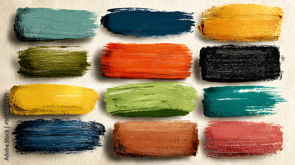 Poster brush strokes vector. long, rectangle, round and swoosh painted shapes and textured frames.