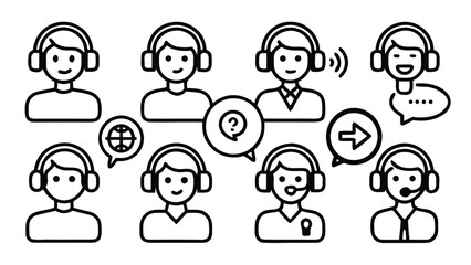 Collection of 40 realistic black outline stroke icons for diverse design projects