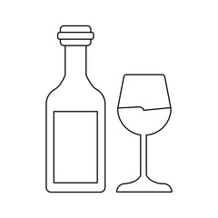 Wine bottle glass icon. Outline wine bottle glass icon for web design isolated on white background