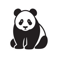 Obraz premium minimal panda vecto silhouette r, white background