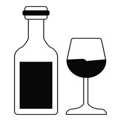 Wine bottle glass icon. Outline wine bottle glass icon for web design isolated on white background