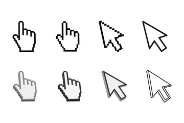 Fototapeta premium Eight cursor icons for website design and development projects needing precise navigation tools