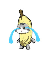 Sad Banana Cat meme vector illustration 