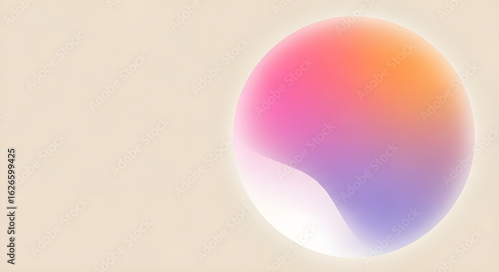 Poster abstract sphere with colorful gradient on neutral background
