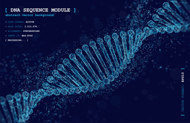 Abstract DNA background with glowing double helix, representing medical, biotechnology, and genetic concepts. Futuristic vector illustration combines science, biology, molecule, and cell structure.