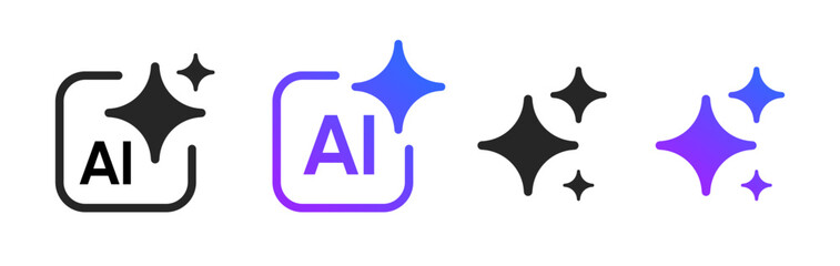 Generate AI button symbol. Artificial intelligence sign button. Machine learning generator and generate text and image press button prompt. Magic stars symbol. Chat brain assistant