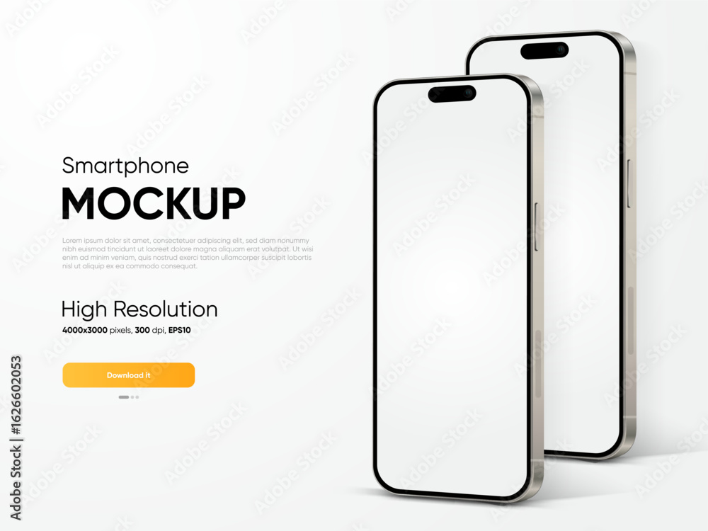 Poster realistic smartphone mockup. mobile phone vector with isolated on white background. device front vie