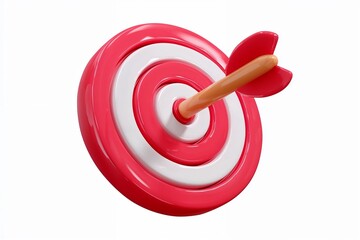 Red and white target with arrow in center on white background