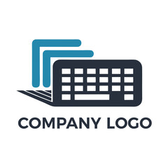 Modern keyboard logo vector for tech company, minimalist design for branding, startups, gadget brands, or computer hardware business, isolated on white background
