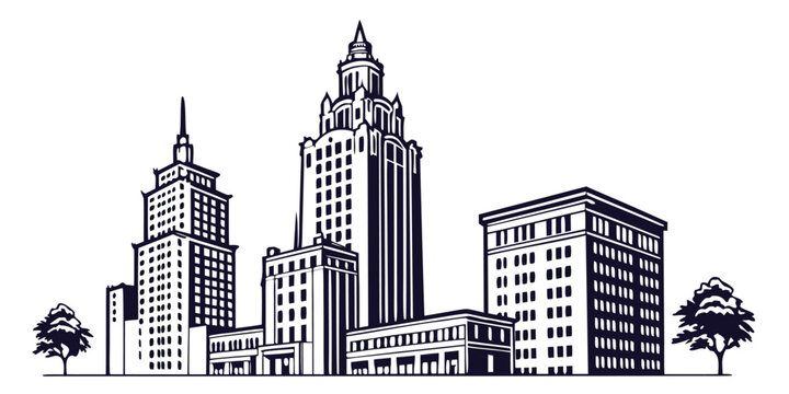 Tulsa Art Deco Skyline Vector: BOK Tower & Historic Architecture