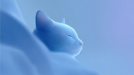 White cat resting illustration for comfort themed designs