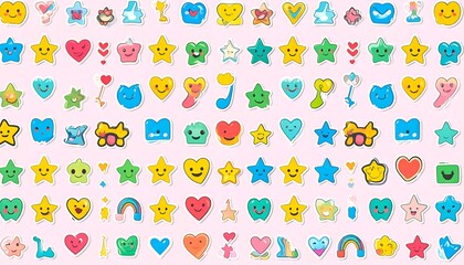 A collection of colorful, cartoonish stickers