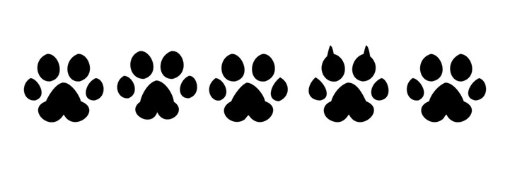 Fototapeta premium Dog or cat footprint vector icon illustration, animal paw print isolated on white background