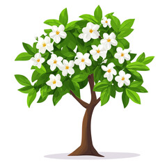 Fototapeta premium Minimal flat vector of a Jasmine Tree, 2D icon-style illustration on white background