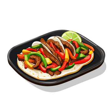 tacos with peppers and lime on plate clip art preview