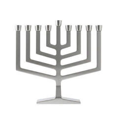 Modern silver menorah for hanukkah