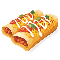 Flat 2D Enchiladas illustration, vector graphic in icon style, on white background