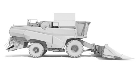 Fototapeta premium Farm Combine Harvester in Clay Style Render on White Background 3D Rendering