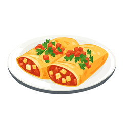 2D flat vector illustration of a Enchiladas in icon style, isolated on white background