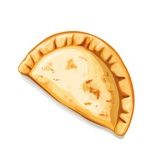 2D flat vector illustration of a Empanada Gallega in icon style, isolated on white background