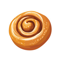 Flat 2D Kanelbullar illustration, vector graphic in icon style, on white background