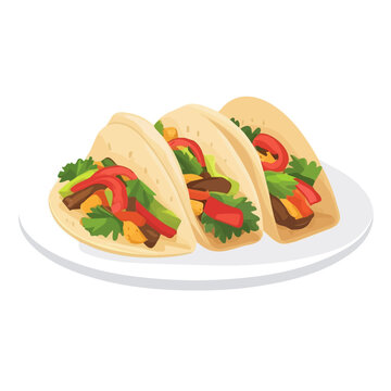 tacos on plate, colorful food clip art preview