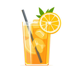 Ice Tea Lemonade, flat style 2D vector image, isolated on a white background